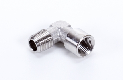 Elbow pipe joint - female - male, conical - INOX