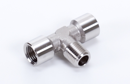 T pipe joint - 2 x female - 1 x male - INOX